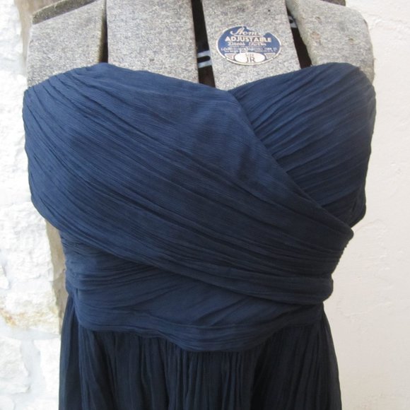 J CREW STRAPLESS DARK BLUE SILK MINI DRESS SIZE 12 - Picture 3 of 8